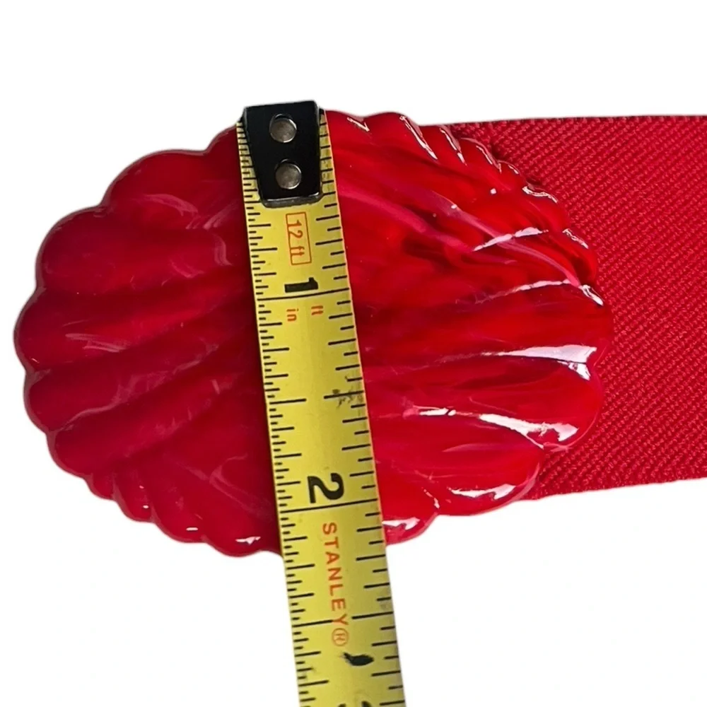 Vintage Red Stretch Wide Belt Resin Buckle Retro Eclectic